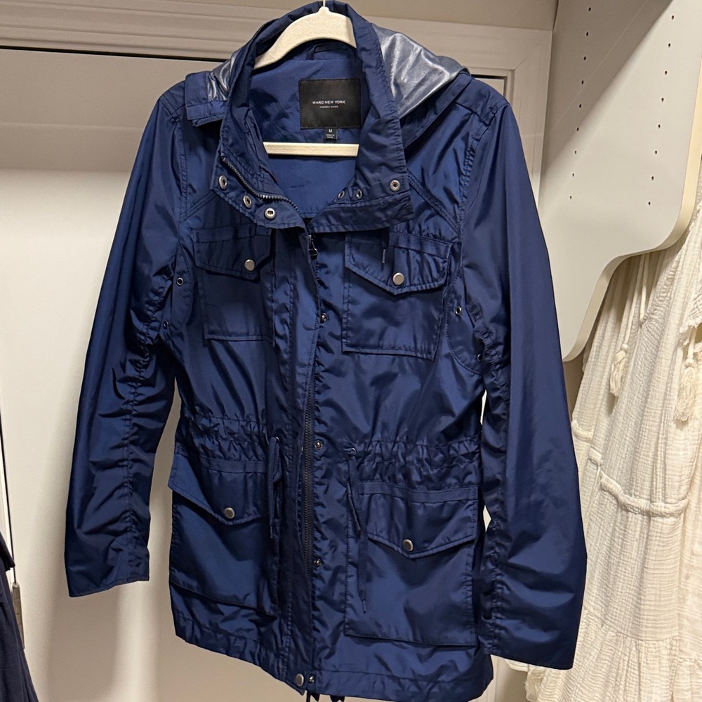 Marc New York Navy Hooded Utility Jacket. Size M.